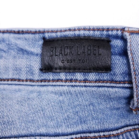 Black Label C'Est To! Jeans Womens 26x23 Size 1 Blue Distressed Cuffed Hem - Picture 8 of 11